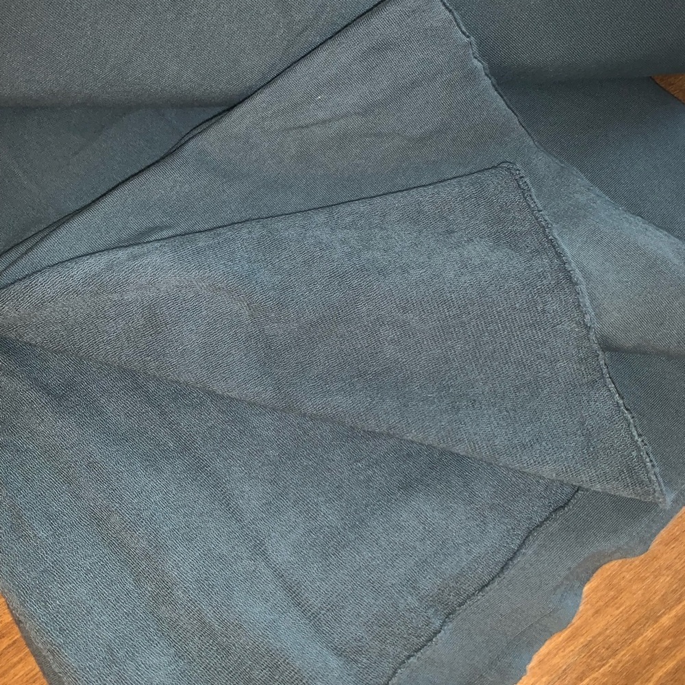 Bluish grayish green organic cotton terry fabric  approx 90” x 120”